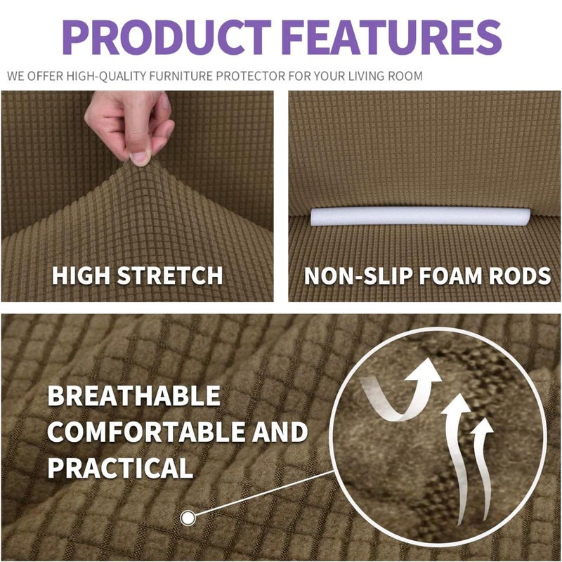 ZNSAYOTX Super Stretch Couch Cover (72"-92") Universal Sofa Covers with Elastic Bottom, Dog Cat Pets Friendly Washable Furniture Protector Fitted Sofa Slipcovers Stay in Place (Brown, Sofa) - Image 4